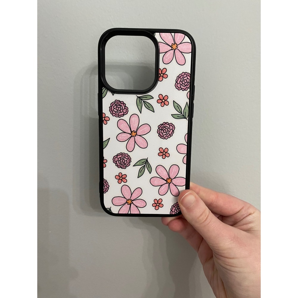 iPhone 14 Pro Case Unisex One Size Pink Floral Hand Drawn‎ Pattern Bumper Cover